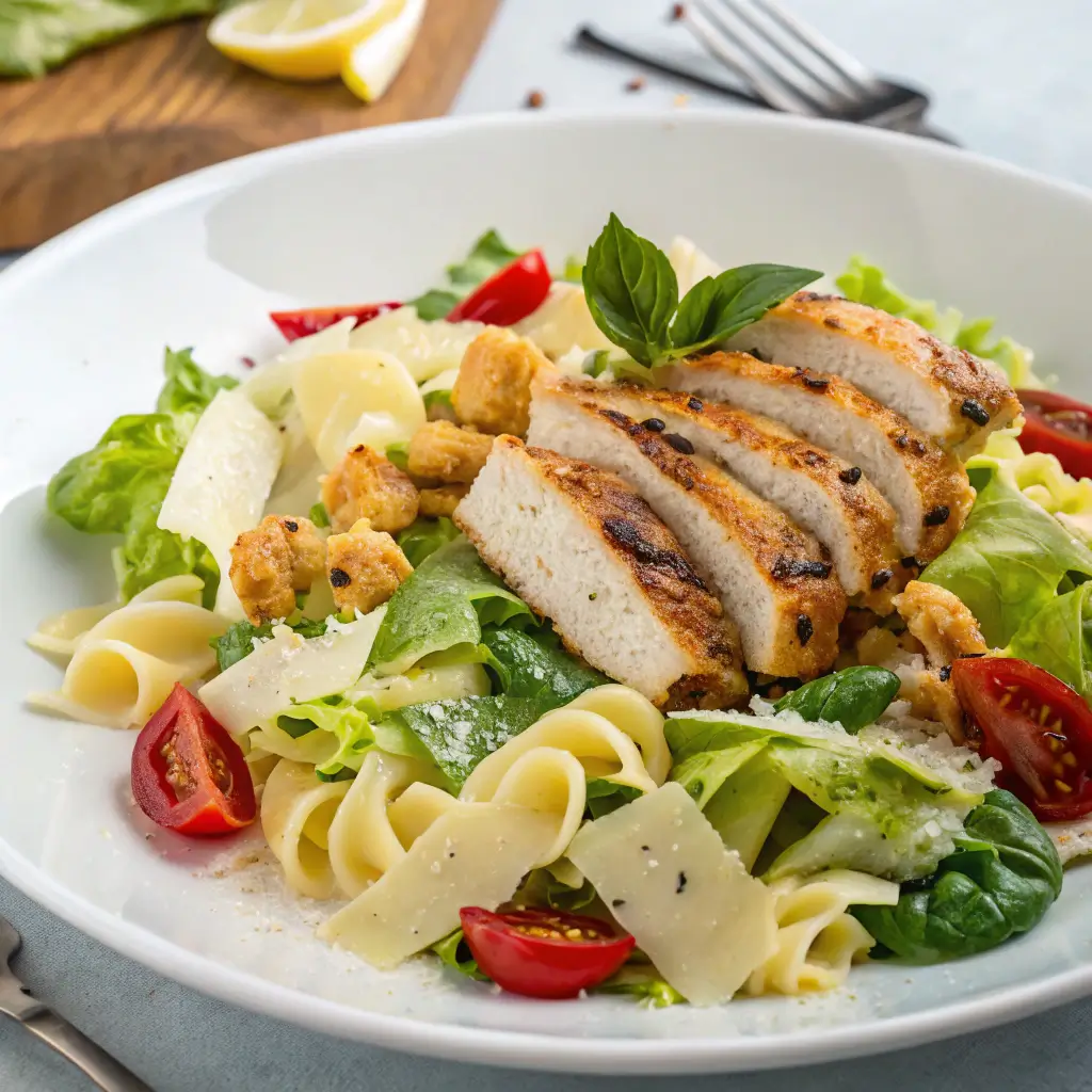 chicken caesar salad with pasta