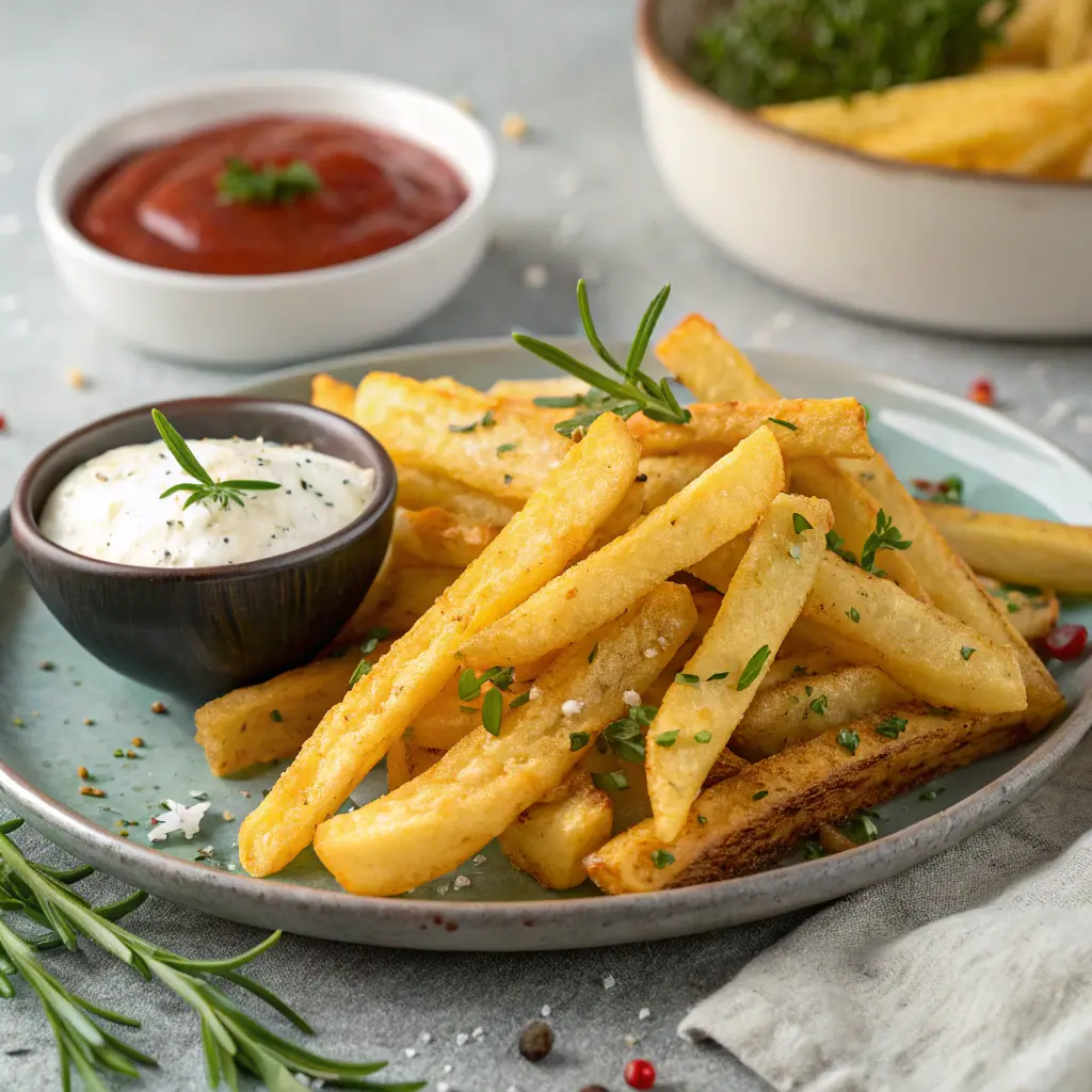Crispy frozen french fries in air fryer