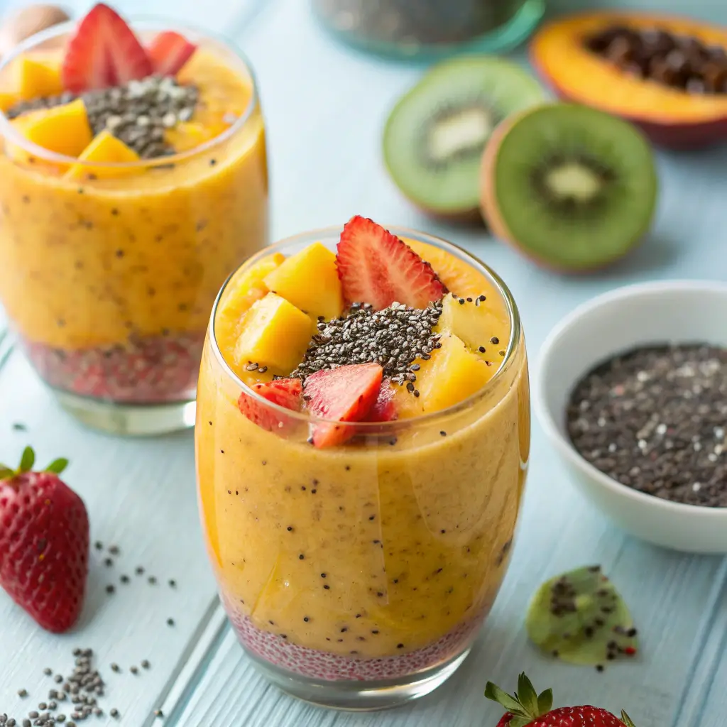 chia seeds in fruit smoothie