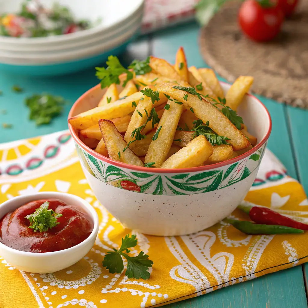 Bowl of crispy air-fried French fries